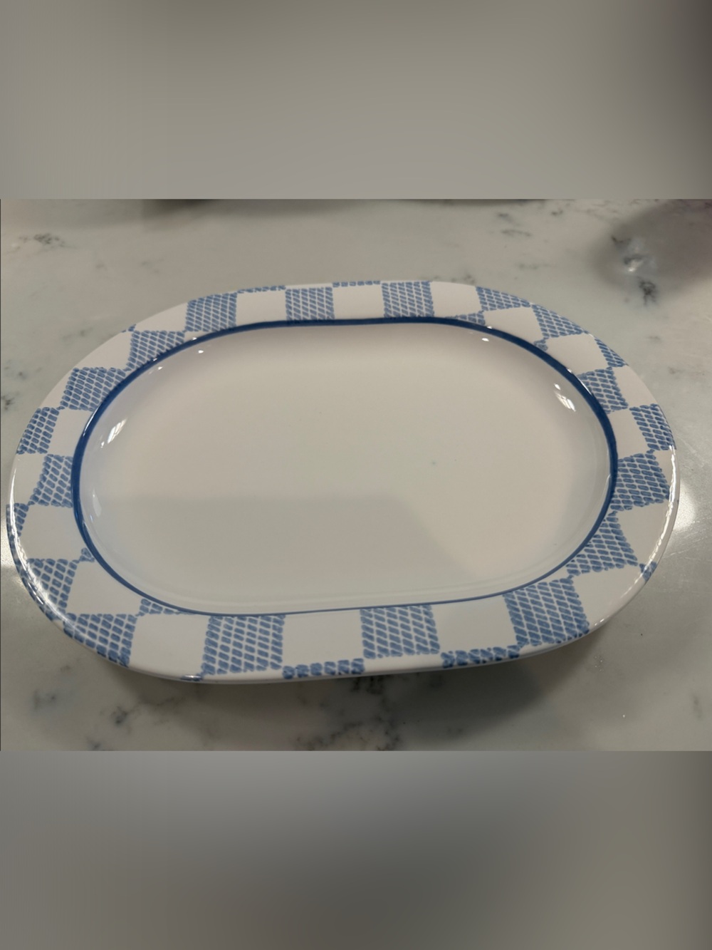 Pfaltzgraff Blue Check Oval Serving Platter